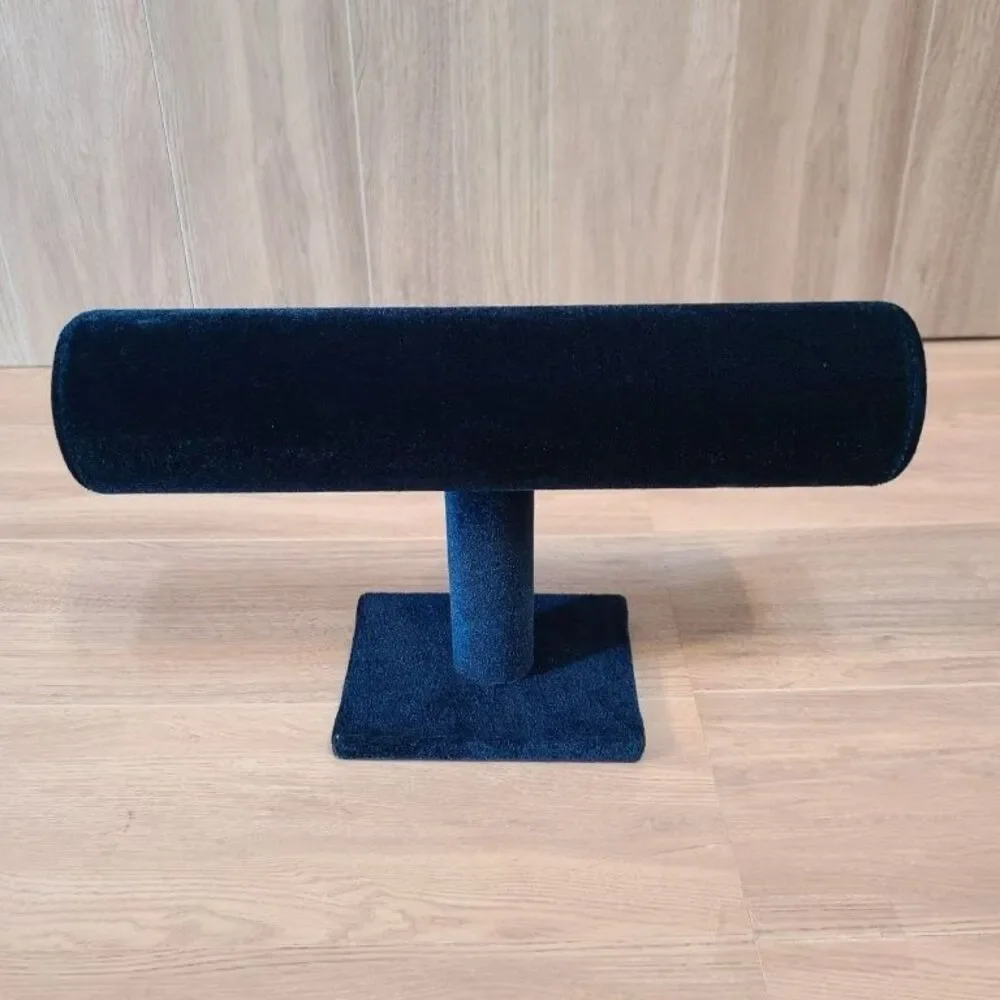 Teal Blue Velvet T-Bar Jewelry Display Stand Bracelet Watch Holder Organizer